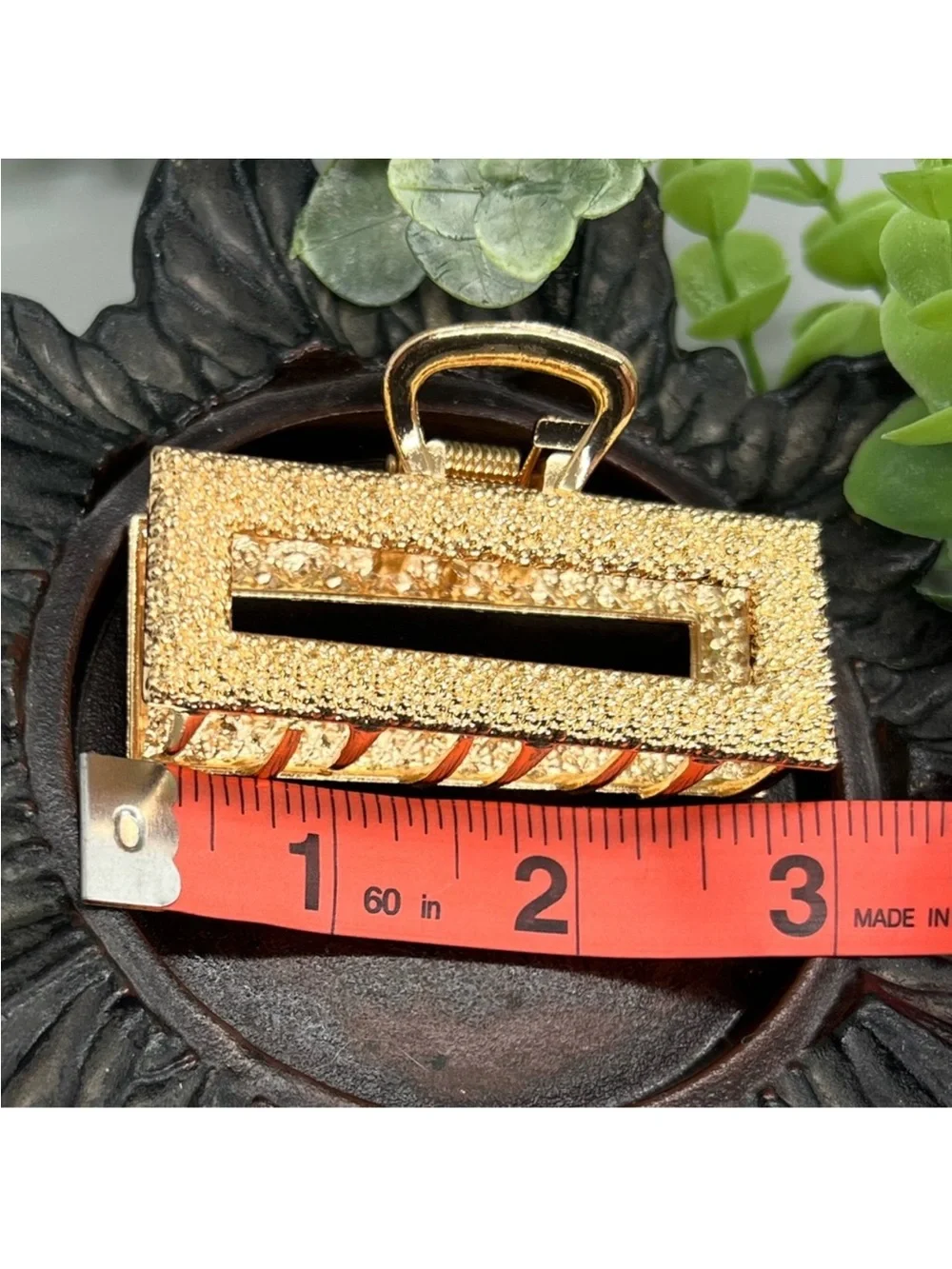 Gold Textured Rectangular Hair Clip - Women’s Hair Accessory FINAL PRICE DROP